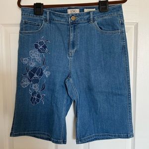 EUC - LOGO Embroidered Bermuda Jean Shorts w/Cuff